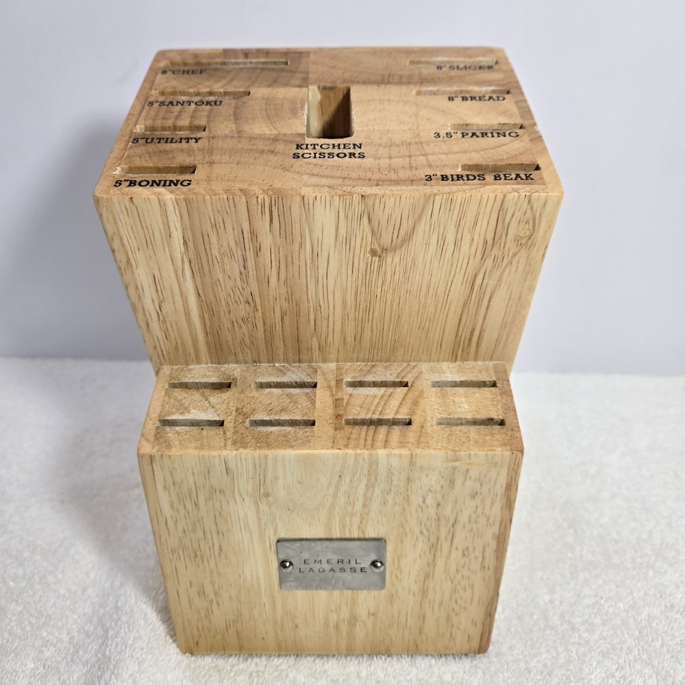 Emeril Lagasse 17 Slot Footed Knife Block Wooden Chef Kitchen Butchers Block